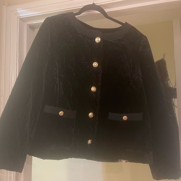 NWT Talbots Quilted Black Velvet Women's Jacket, 1X - Picture 1 of 6